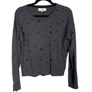 Thread & Supply Womens Small S Heather Gray Charcoal Star Print Sweatshirt Crew